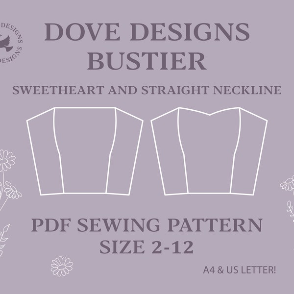 Bustier PDF sewing pattern | Sweetheart & Straight Neckline
