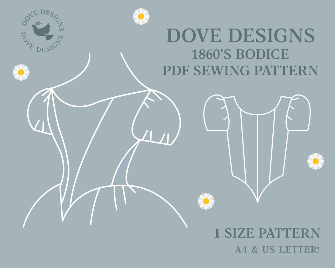 1860s Bodice PDF Sewing Pattern - Etsy