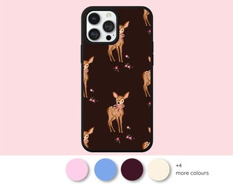 Fawn, Bow, Flowers iPhone Case – Deer Design, Coquette Floral Aesthetic, Cute Girly Gift for Her, Fits iPhone 17 16 15 14 13 12 11 Pro Max