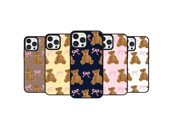 Coquette Teddy Bear iPhone Case – Pink Bow, Cute Girly Aesthetic, Trendy Gift for Her, Fits iPhone 17 16 15 14 13 12 11 Pro Max
