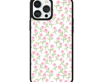 iPhone-hoesje met fijne bloemen – vintage roze bloemontwerp, girly esthetiek, trendy coquette cadeau voor haar, iPhone 17 16 15 14 13 12 11 Pro Max