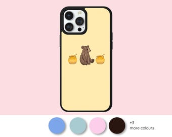 Cute Bear & Honey Pot iPhone Case – Autumn Cosy Aesthetic, Gift for Her, Fits iPhone 7–16
