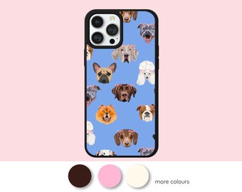iPhone-hoesje schattig hondenpatroon – Coquette, esthetisch hondenliefhebber cadeau, trendy telefoonhoes hond moeder, past op iPhone 17 16 15 14 13 12 11 Pro Max