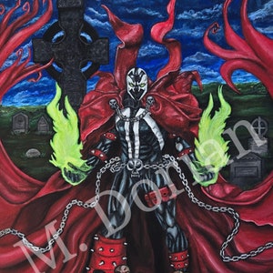 Spawn Original Acrylic Art Painting 18&quot;x24&quot; Comic Art Character Wall Decor Collectible