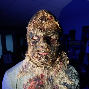 Scary Burlap Scarecrow Halloween Horror Half Mask - Menace