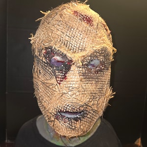 Scary Burlap Scarecrow Creepy Halloween Half Mask Costume - Brutal