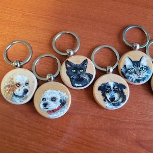 Custom Hand-Painted Pet Portrait Keychain | Personalized Wooden Keychain | Animal Lover Gift | Pet Memorial | Dog, Cat, Any Pet