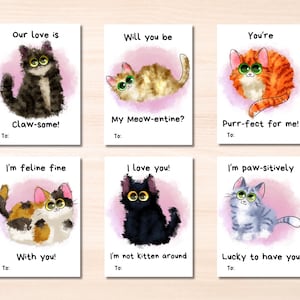 Carte de Saint-Valentin amour chaton à imprimer | Téléchargement numérique instantané | Cartes de Saint-Valentin pour amoureux des chats | Cartes de Saint-Valentin imprimables pour enfants