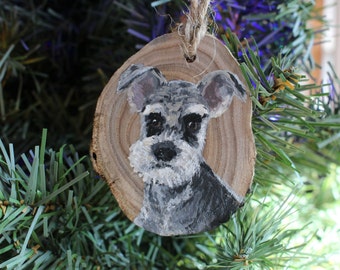 Personalized Hand Painted Pet Portrait Christmas Ornament, Wooden Pet Ornament, Custom Pet Ornament