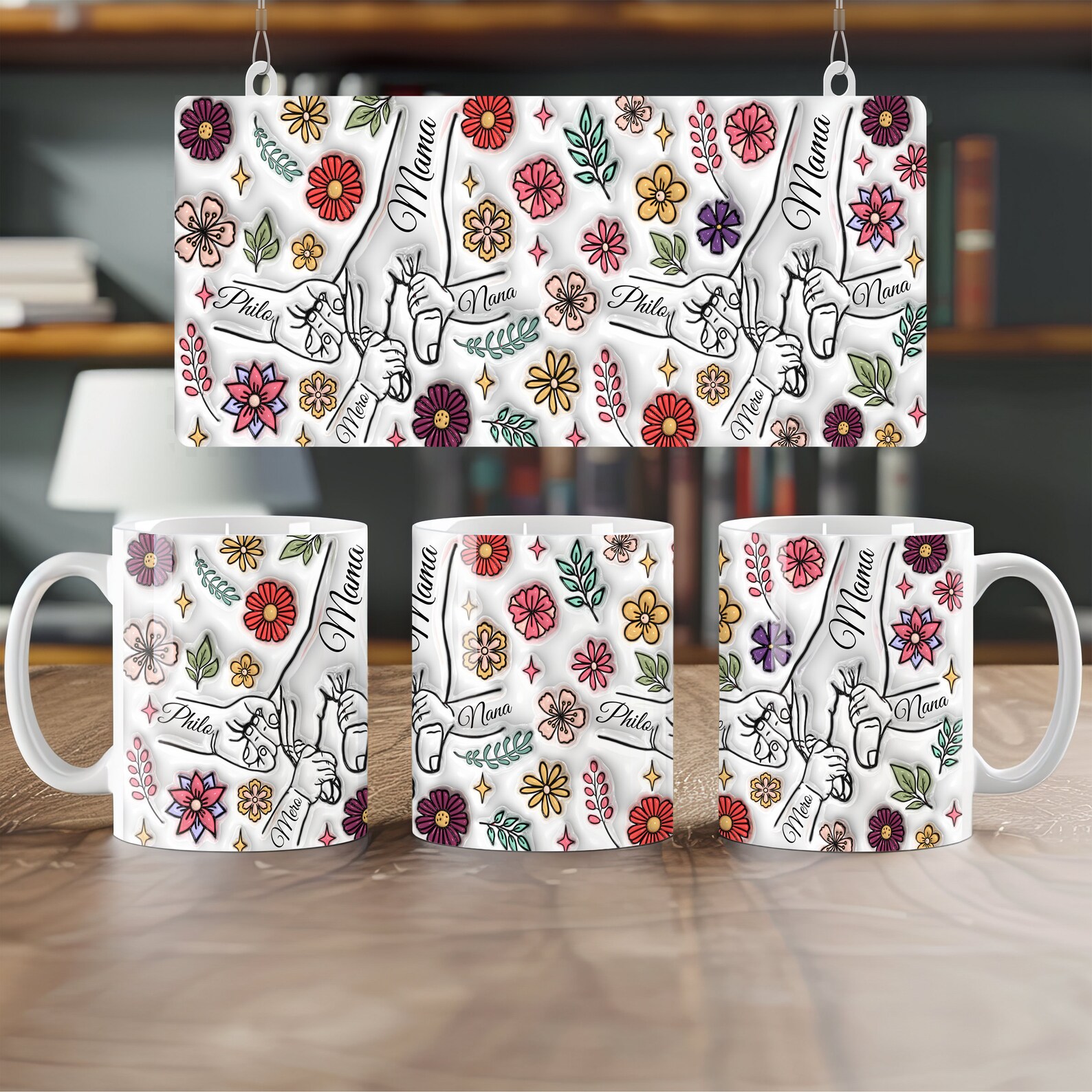 Bundle 20 Holding Mom‘s Hand 3D Inflated Effect Tumbler Design