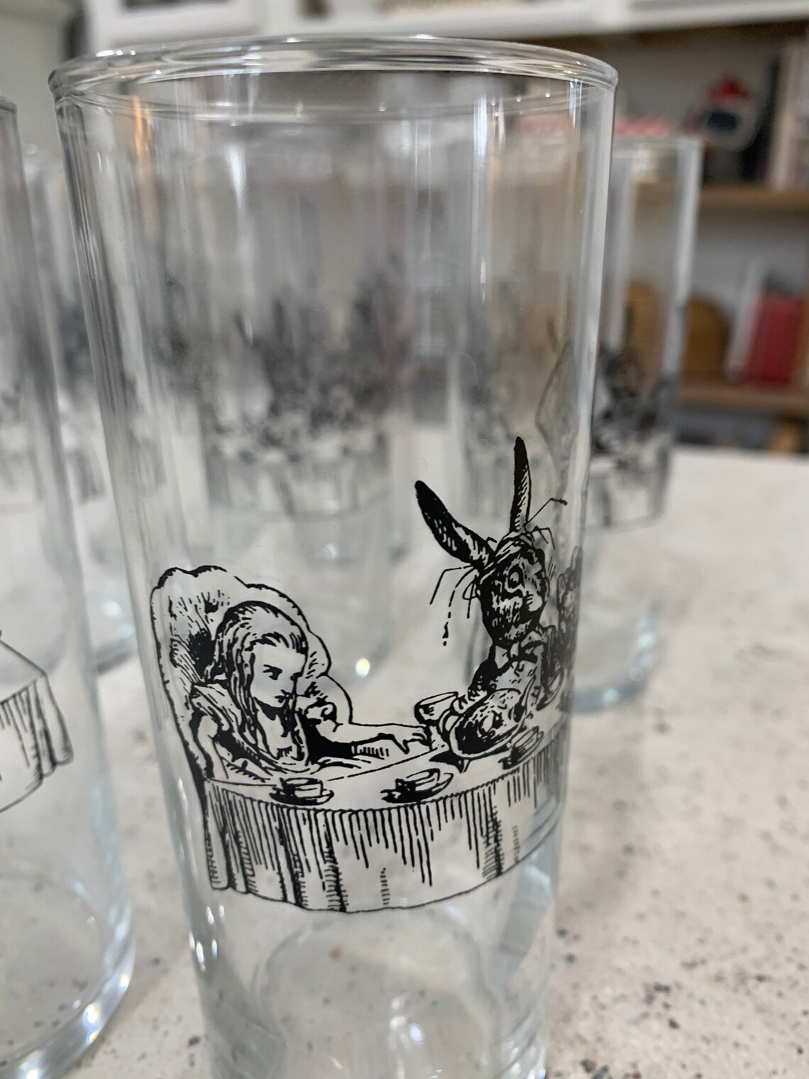 Alice in Wonderland Vintage Drinking Glasses Tumblers Etsy