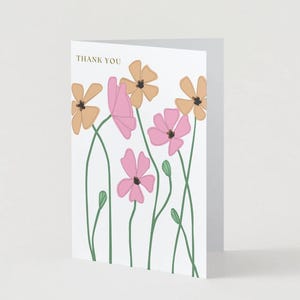 Biglietto di auguri vuoto di ringraziamento / Biglietto floreale / Biglietto di ringraziamento / Biglietto vuoto / Biglietto di auguri / Biglietto con bouquet / Biglietto disegnato digitalmente