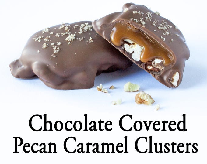 Chocolate Covered Pecan Caramel Clusters with Sea Salt