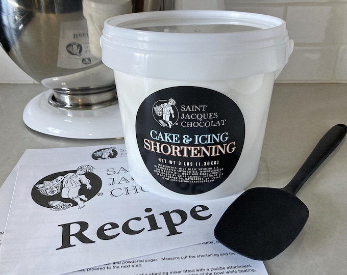 High Ratio Cake and Icing Shortening Kit: 3 lb Tub, Chocolate Buttercream Recipe, Spatula