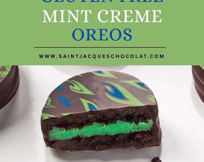 Gourmet Dark Chocolate Covered Gluten Free Mint Crème Oreo Cookies Gift Box