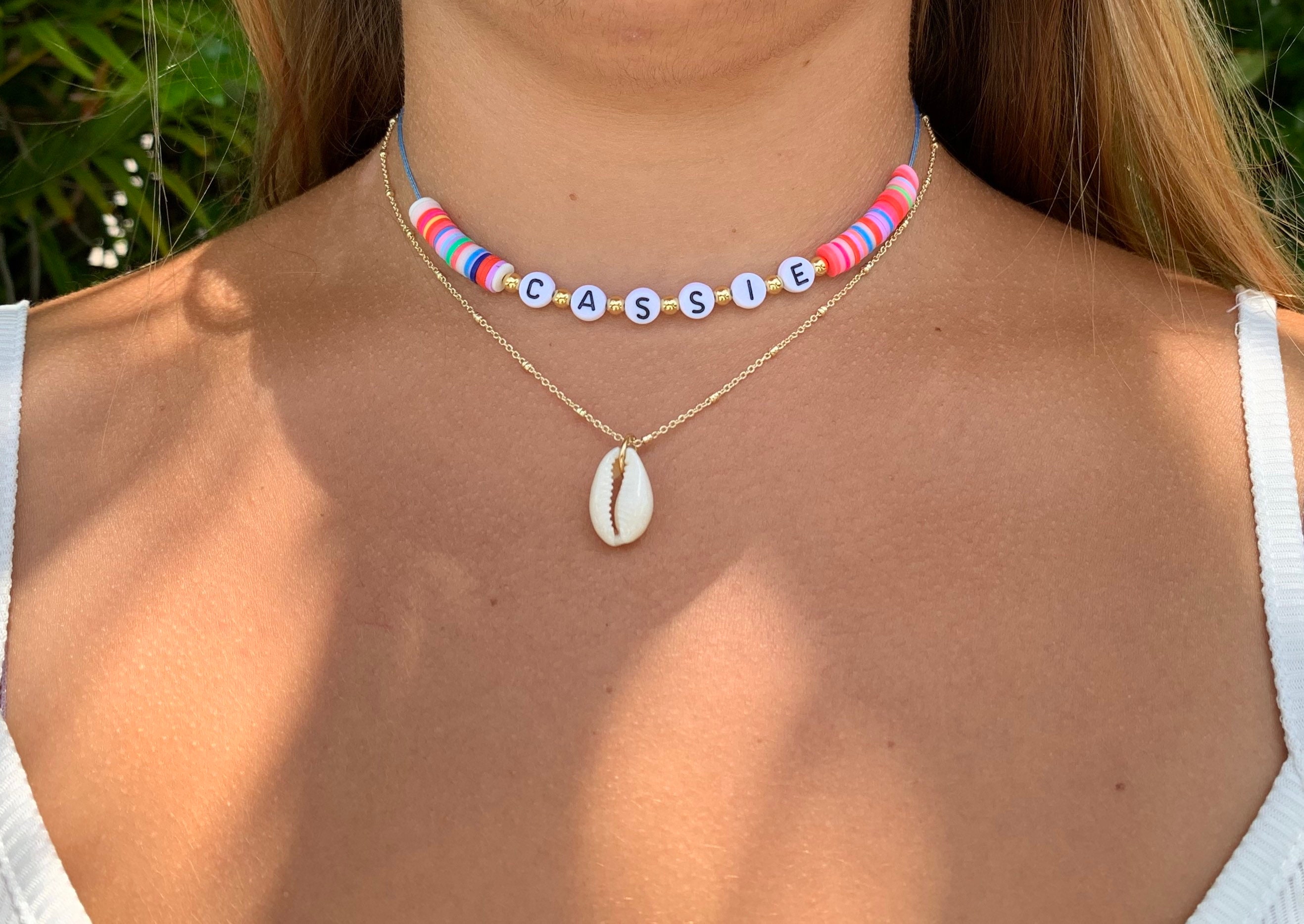 Custom Choker Polymer Clay Disc Bead Necklace Monogram Choker Custom