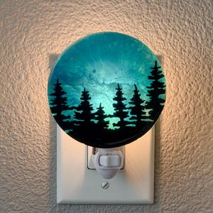 Handcrafted Woodland Nightlight – Twilight Forest – Manual or Light Sensor Plug-In