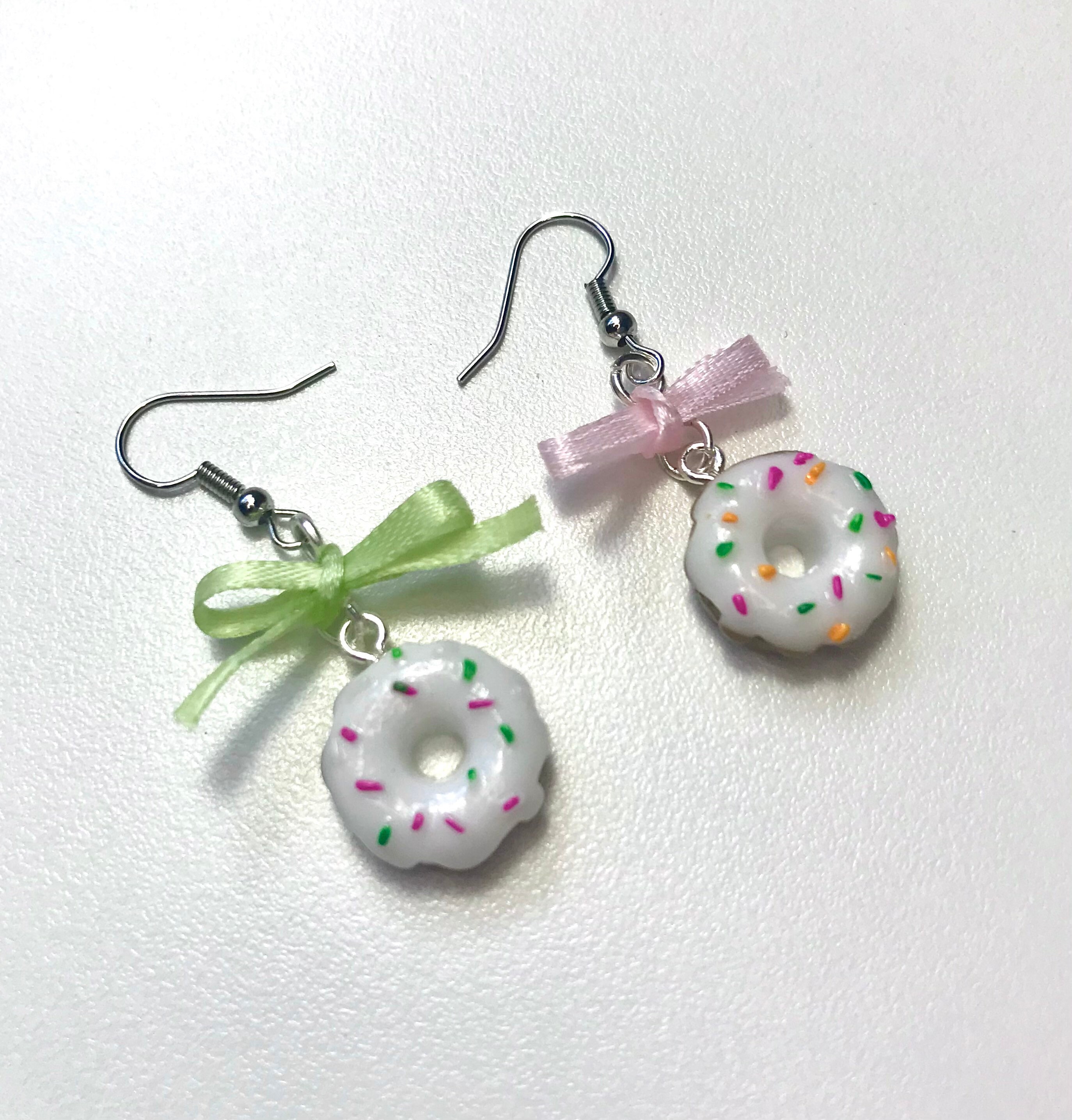 Donut Earrings Dessert Earrings Donut Jewelry Donut Cabochon Etsy