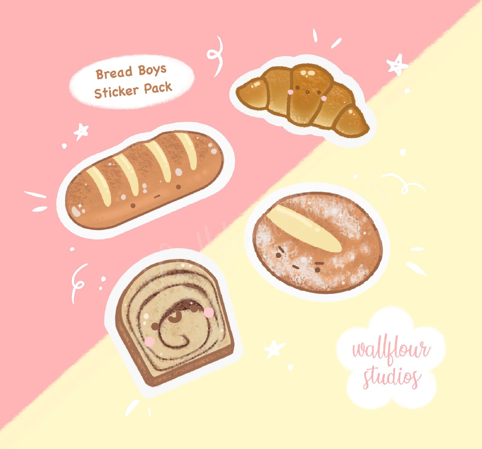Bread Boys Sticker Pack Fresh Bread Bread Sticker Food Sticker | Etsy