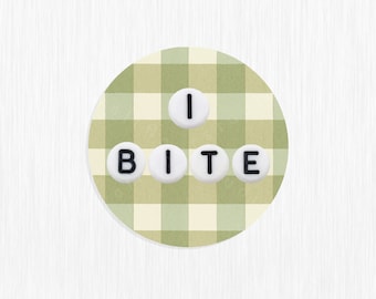 Sticker I Bite, lettre autocollant perle, art original, illustration, autocollants originaux, autocollants vichy, art, petit artiste, coquette, vinyle