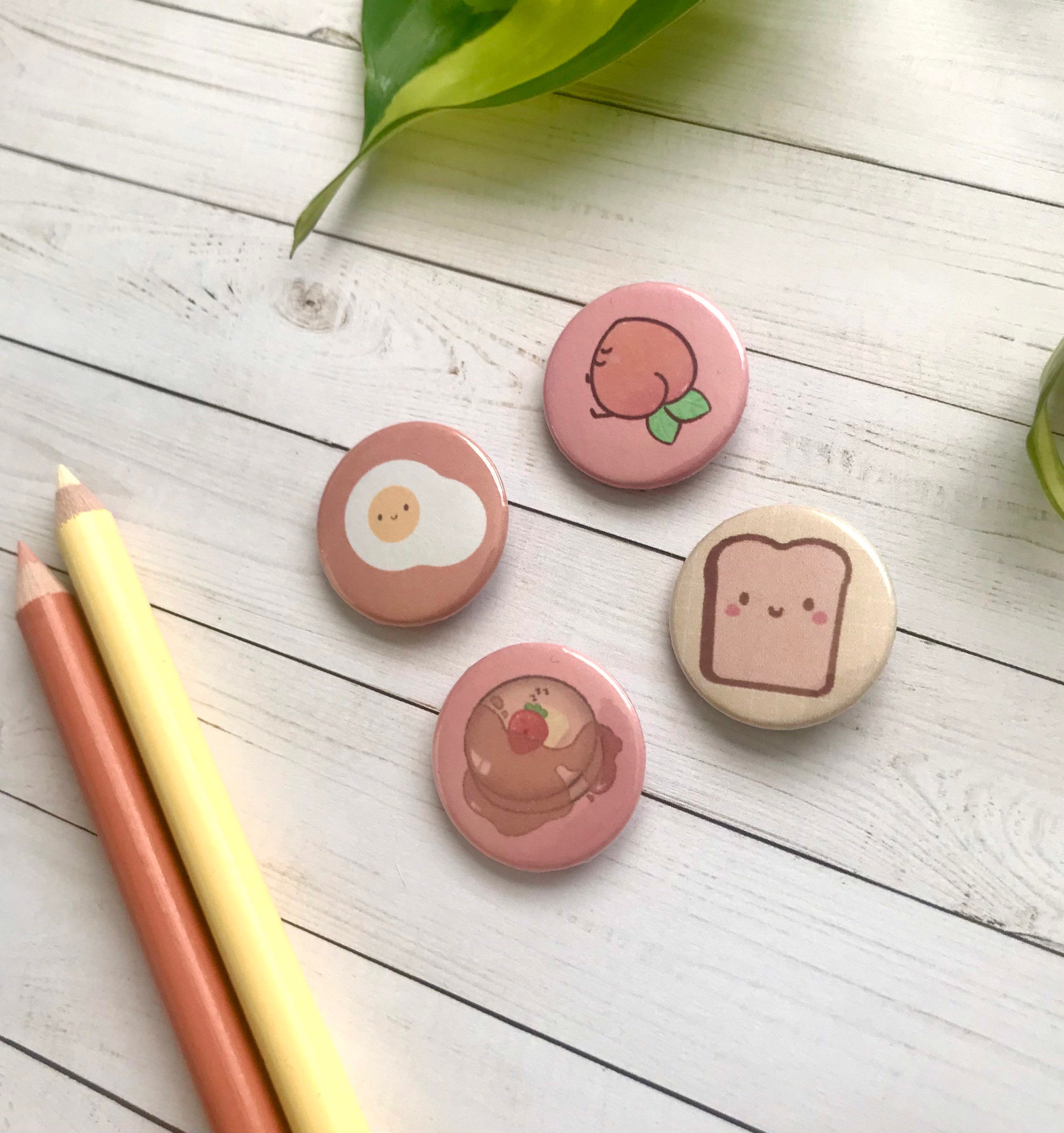 Kawaii Food Button Badges Cute Illustration Badges Food Badges | Etsy