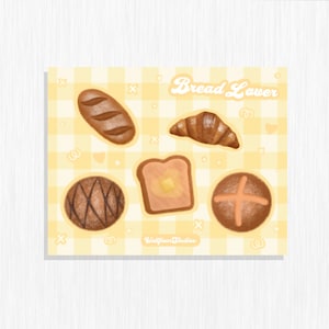 Bread Stickersheet, Bread Sticker, Kawaii Bread stickers, bread bumper Stickers, Food Illust, Breakfast Art, Stickers hydroflask