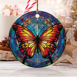 Stained Glass Butterfly Ornament, Colorful Window Hanging, Artisan Crafted Home Decor, Unique Gift Idea, Nature-Inspired Keepsake