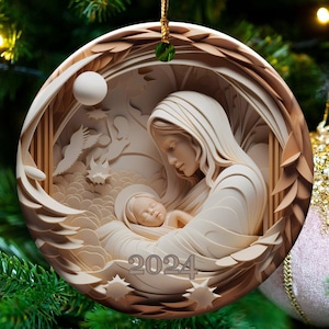 Christmas 2025 Ornament, Christmas Decoration, Holiday Gift Idea, Heirloom Keepsake, Round Ceramic, Gift Exchange, Gift Idea, Xmas Tree