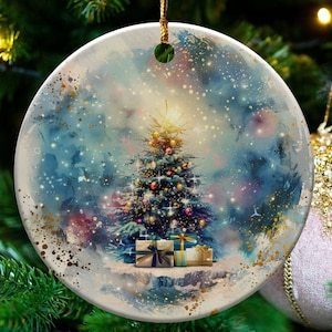 Christmas 2024 Ornament, Christmas Decoration, Holiday Gift Idea, Heirloom Keepsake, Round Ceramic, Gift Exchange, Gift Idea, Xmas Tree