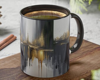 Abstract Elegance: Handcrafted Ceramic Coffee Mug with Unique Artistic Design - Boho Home Decor and Gift Idea