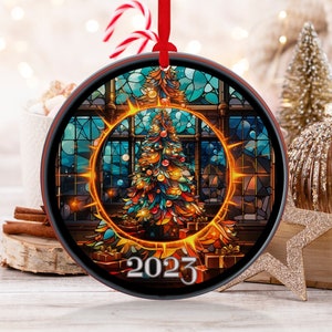 Christmas 2023 Ornament, Christmas Decoration, Holiday Gift Idea, Heirloom Keepsake, Round Ceramic, Gift Exchange, Gift Idea, Xmas Tree