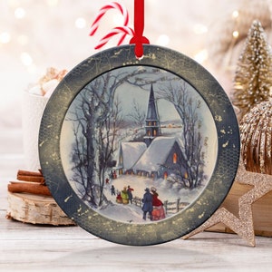 Christmas 2024 Ornament, Christmas Decoration, Holiday Gift Idea, Heirloom Keepsake, Round Ceramic, Gift Exchange Gift Idea, Church Ornament