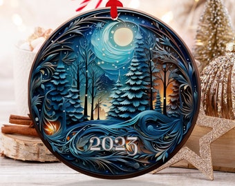Christmas  Ornament, Christmas Decoration, Holiday Gift Idea, Heirloom Keepsake, Round Ceramic, Gift Exchange, Gift Idea, Xmas Tree