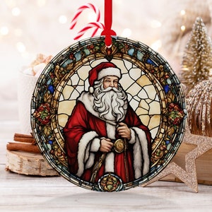 Christmas 2024 Ornament, Christmas Decoration, Holiday Gift Idea, Heirloom Keepsake, Round Ceramic, Gift Exchange, Gift Idea, Santa