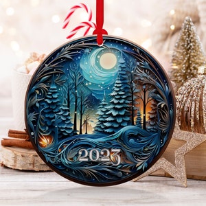 Christmas 2023 Ornament, Christmas Decoration, Holiday Gift Idea, Heirloom Keepsake, Round Ceramic, Gift Exchange, Gift Idea, Xmas Tree