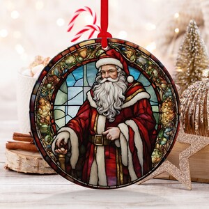 Christmas  Ornament, Christmas Decoration, Holiday Gift Idea, Heirloom Keepsake, Round Ceramic, Gift Exchange, Gift Idea, Santa