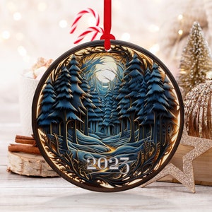 Christmas  Ornament, Christmas Decoration, Holiday Gift Idea, Heirloom Keepsake, Round Ceramic, Gift Exchange, Gift Idea, Xmas Tree