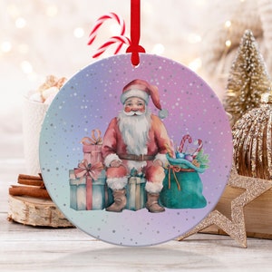 Christmas 2024 Ornament, Christmas Decoration, Holiday Gift Idea, Heirloom Keepsake, Round Ceramic, Gift Exchange, Gift Idea, Santa