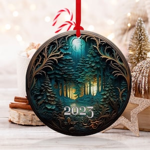 Christmas  Ornament, Christmas Decoration, Holiday Gift Idea, Heirloom Keepsake, Round Ceramic, Gift Exchange, Gift Idea, Xmas Tree