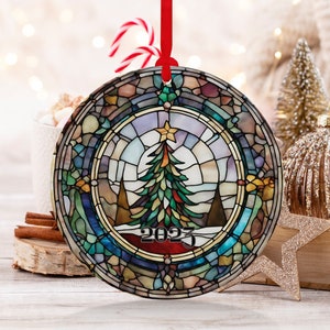 Christmas 2024 Ornament, Christmas Decoration, Holiday Gift Idea, Heirloom Keepsake, Round Ceramic, Gift Exchange, Gift Idea, Xmas Tree