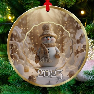 Christmas  Ornament, Christmas Decoration, Holiday Gift Idea, Heirloom Keepsake, Round Ceramic, Gift Exchange, Gift Idea, Xmas Tree