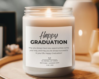 Happy Graduation Soy Candle, 9 oz Aromatherapy, Inspirational Gift for Graduates, Graduation gift
