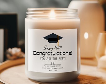 Class of 2024 Graduation Candle 9oz , Congratulations Graduate, Graduation gift, Graduation party candle