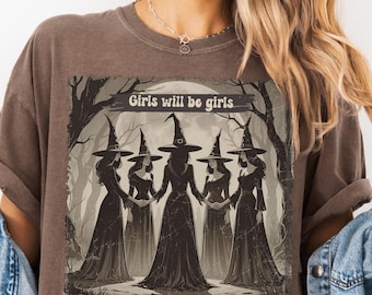 Häxa i vintagestil, häxa i komfortfärger, rolig häxa i vintagestil, Halloween-tröja för kvinnor, häxvibbar