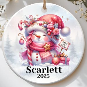 Personalized Snowman Ornament, Kids Christmas Ornaments, Custom Name Ornament, Holiday Decor, Christmas Gift, Cute Snowman ornament for kids