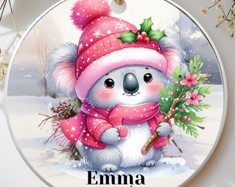 Personalized Christmas Ornament, Adorable Koala Ornament, Cute Animal Holiday Decoration, Personalized Gifts, Custom Name Keepsake, Xmas