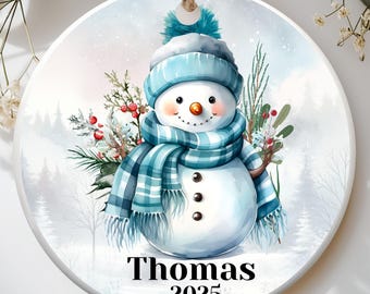 Personalized Snowman Ornament, Custom Christmas Decoration, Winter Holiday Decor, Unique Gift Idea for Kids and Family, Custom kids Ornament