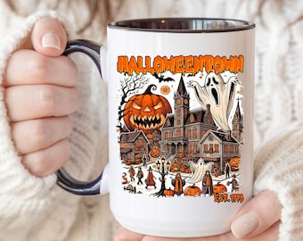 Taza de Halloweentown, Taza de Halloween, Taza de café espeluznante, Copa de Halloween fantasma, Taza de Halloween occidental, Copa de Halloween fantasma, Universidad de Halloween