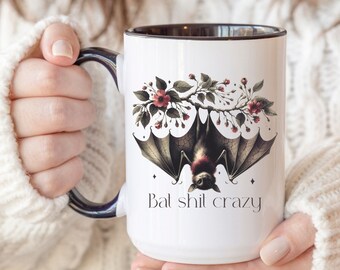 Taza loca de mierda de murciélago, taza divertida de Halloween, regalo para el otoño, taza de Halloween, taza amante de los murciélagos, taza linda de Halloween, regalo para un amigo, taza para compañero de trabajo