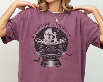 T-shirt esprit sorcière, chemise de sorcière d'Halloween, t-shirt graphique amusant heure des sorcières, vêtements de saison effrayante, vêtements de sorcière spirituelle